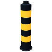 Island post | made of steel | length: 846 mm | black coated with 3 yellow stripes type RA2/B